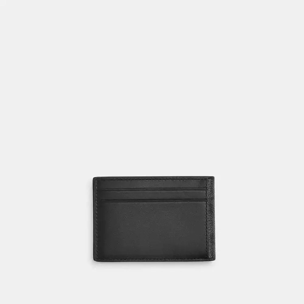 Coach Compact Billfold Wallet In Signature Canvas charcoal/black